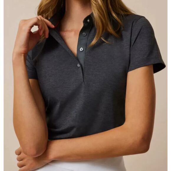NWT Greyson Scarlett Short Sleeve Golf Polo Slim Fit Womens L Grey Golf Tennis - Picture 1 of 9